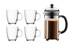 Bodum Chambord Set Coffee Maker And Cups 8 Cups, 4 Pcs.