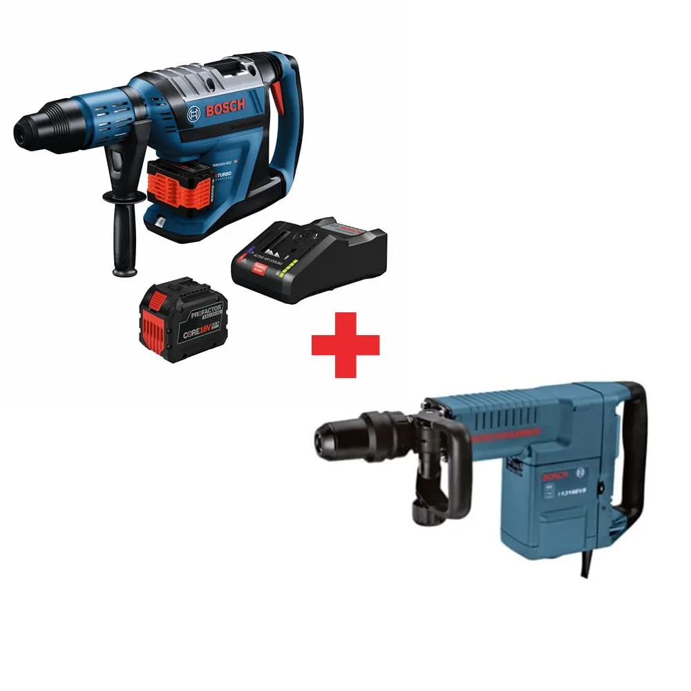 Bosch GBH18V-45CK27 18V Rotary Hammer Kit W/ FREE 11316EVS Demolition Hammer