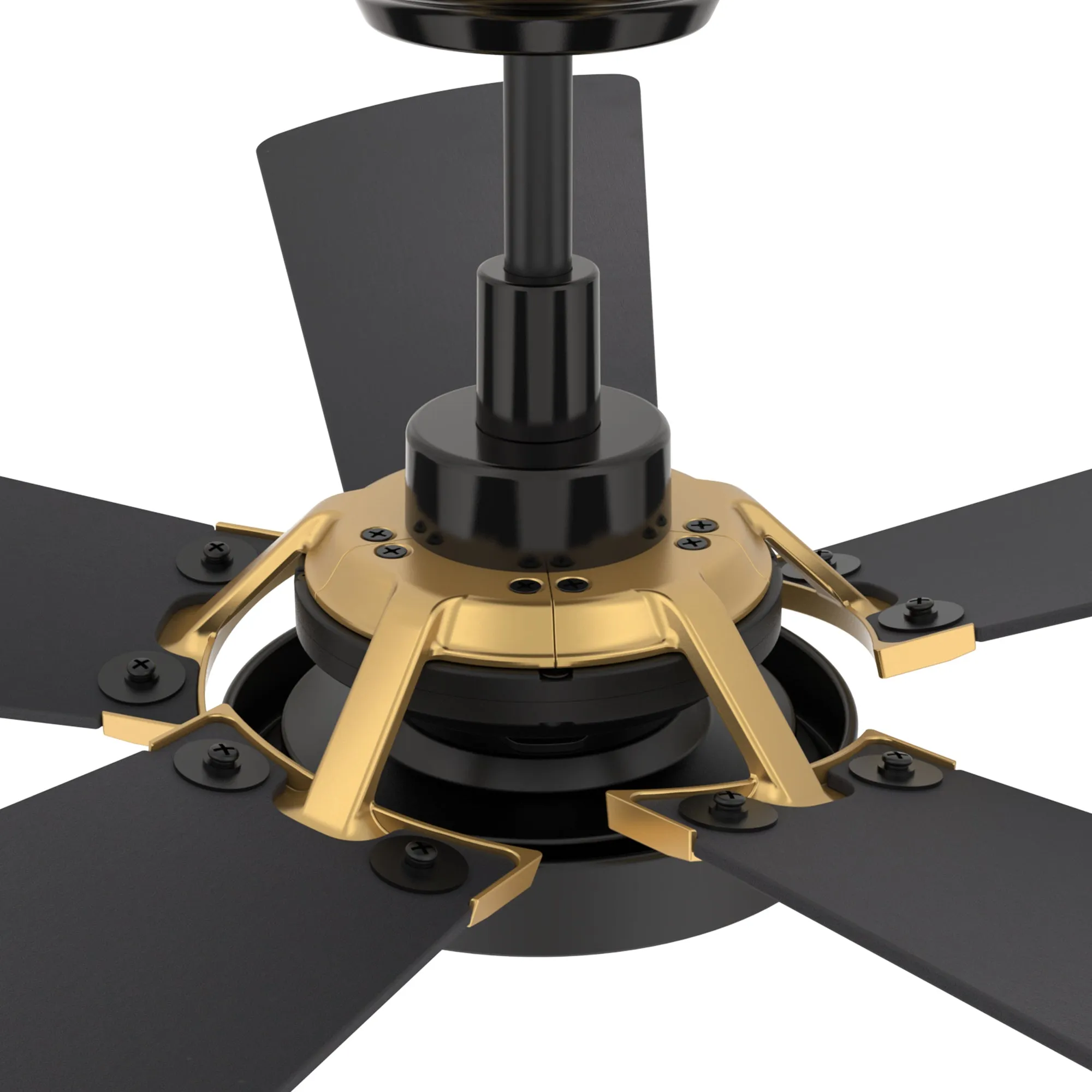 BRISA 52 inch 5-Blade Smart Ceiling Fan with LED Light Kit & Remote Control- Black/Black (Gold Detail)