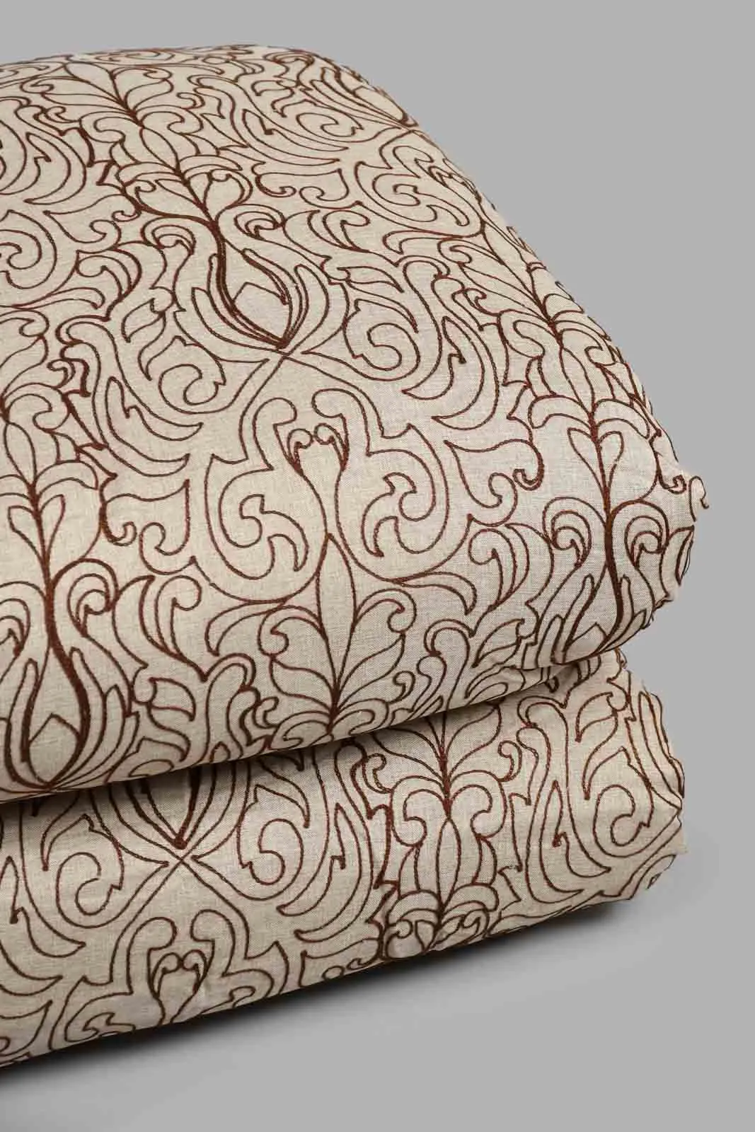 Brown Embroidered 7-Piece Comforter Set (King Size)