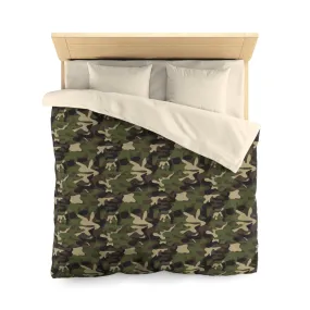 Camouflage Duvet Cover, Green Camo Microfiber Full Queen Twin Unique Bed Modern Home Bedding Bedroom Decor