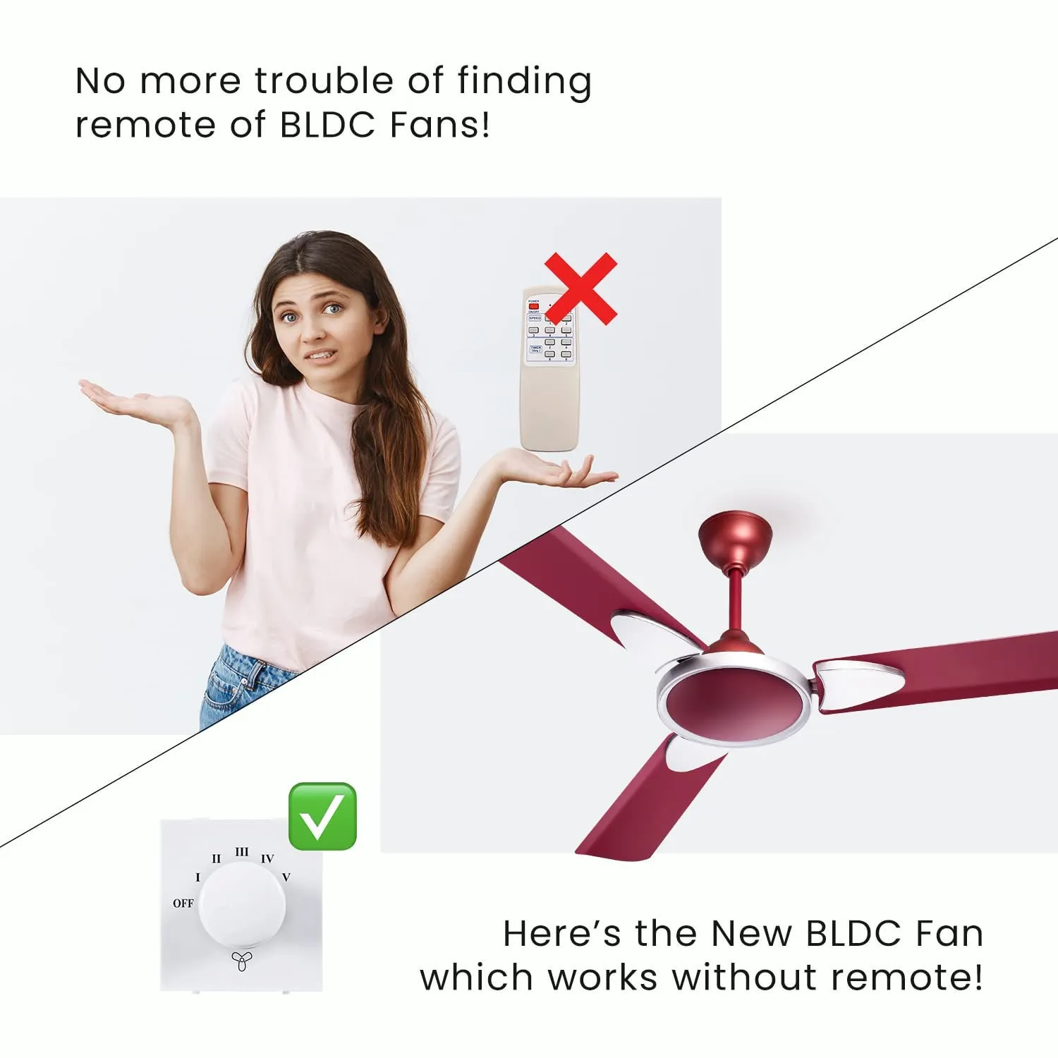 Candes Eco Zest BLDC Ceiling Fan 1200mm / 48 inch | BEE 5 Star Rated, Upto 65% Energy Saving, High Air Delivery & High Speed Ceiling Fans for Home | 2 1 Years Warranty | Maroon