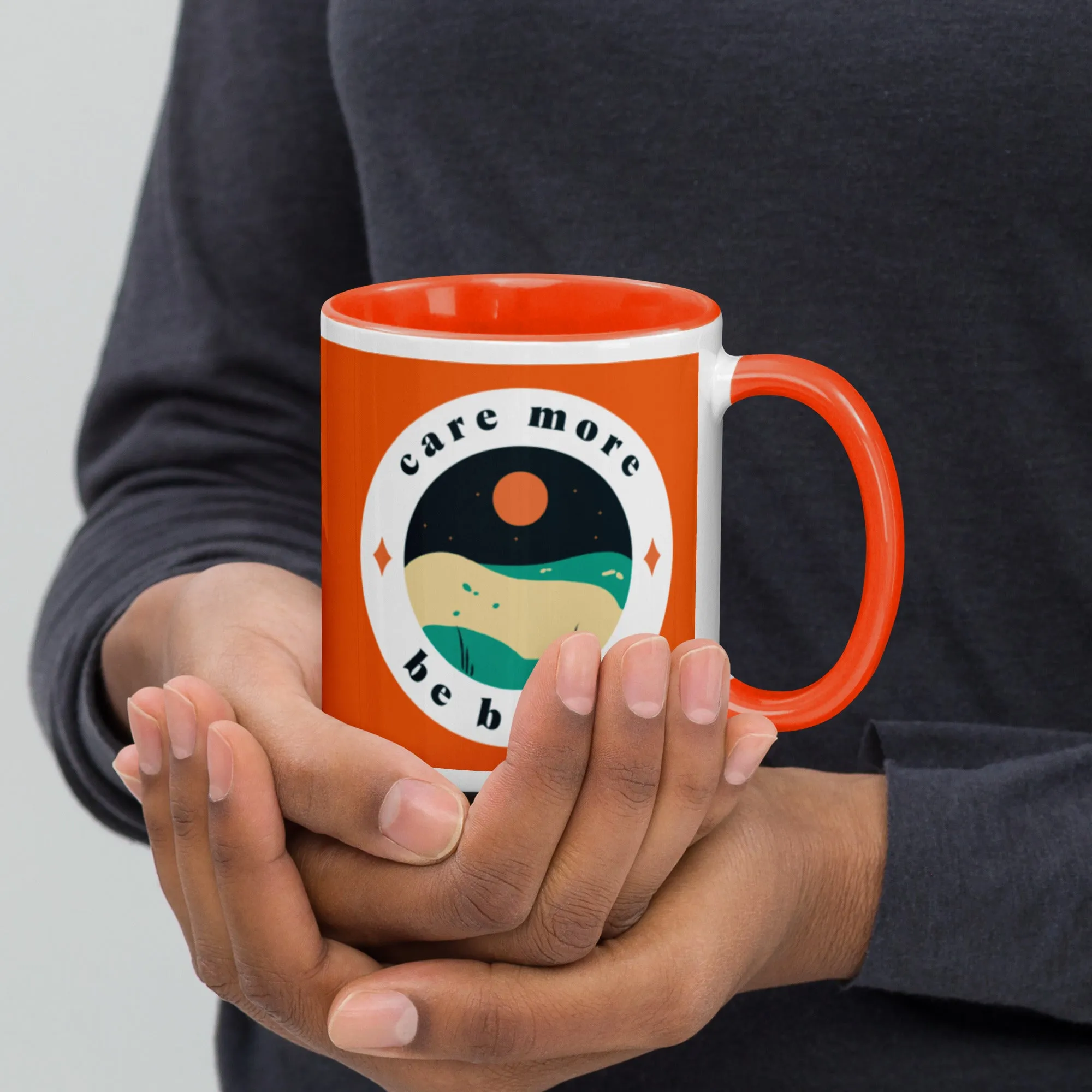 Care More Be Better - Orange Mug with Color Inside