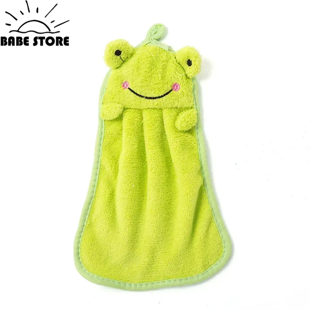 Cartoon Design Toddler Kids Hand Towels With Hanging Loop Kitchen Hand Towel Absorbent Quick Dry Utility Towel For Bathroom Home