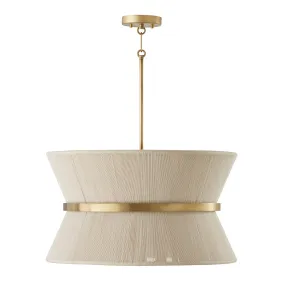 Cecilia 8-Light Pendant in Bleached Natural Rope & Patinaed Brass