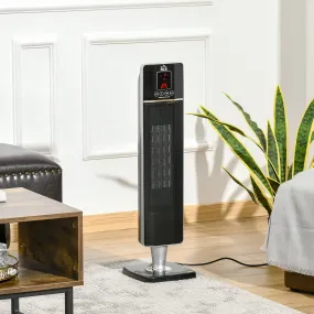 Ceramic Tower Heater Oscillating Space Heater w/ Remote Control 8hrs Timer Tip-Over Overheat Protection 1000W/2000W-Black