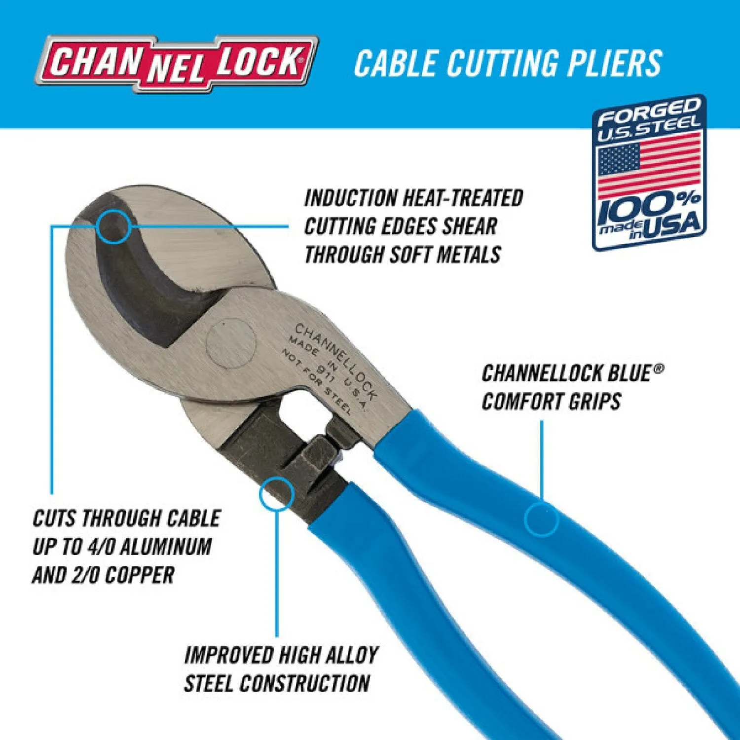 Channellock 911 9.5-Inch Cable Cutting Pliers