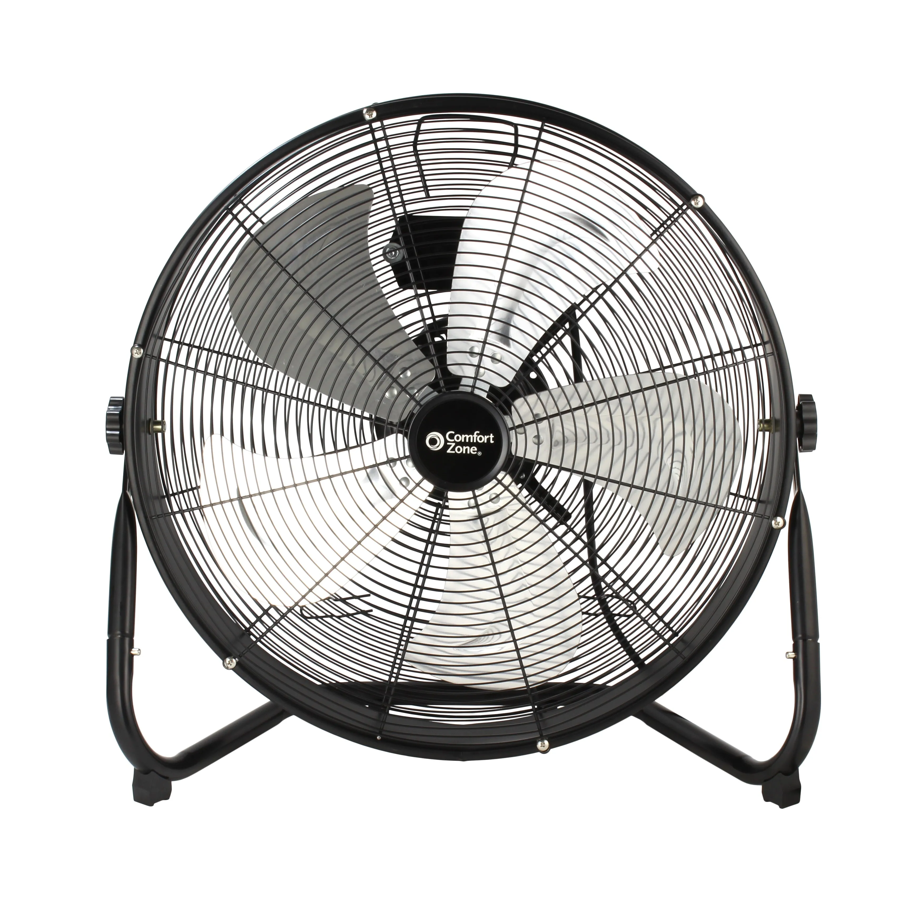 Comfort Zone 20" 3-Speed High-Velocity Industrial Black Drum Fan in Black