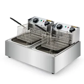 Commercial Dual Tank Electric Deep Fryer 2500W x2 | Euro-Chef