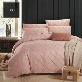 Cross Pleated Duvet Set Peach