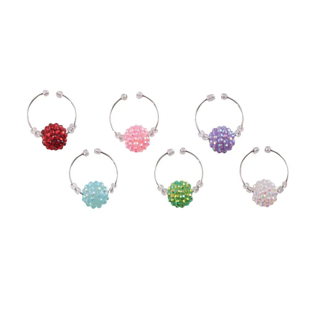 Crystal Balls Wine Glass Charms 6 Pack