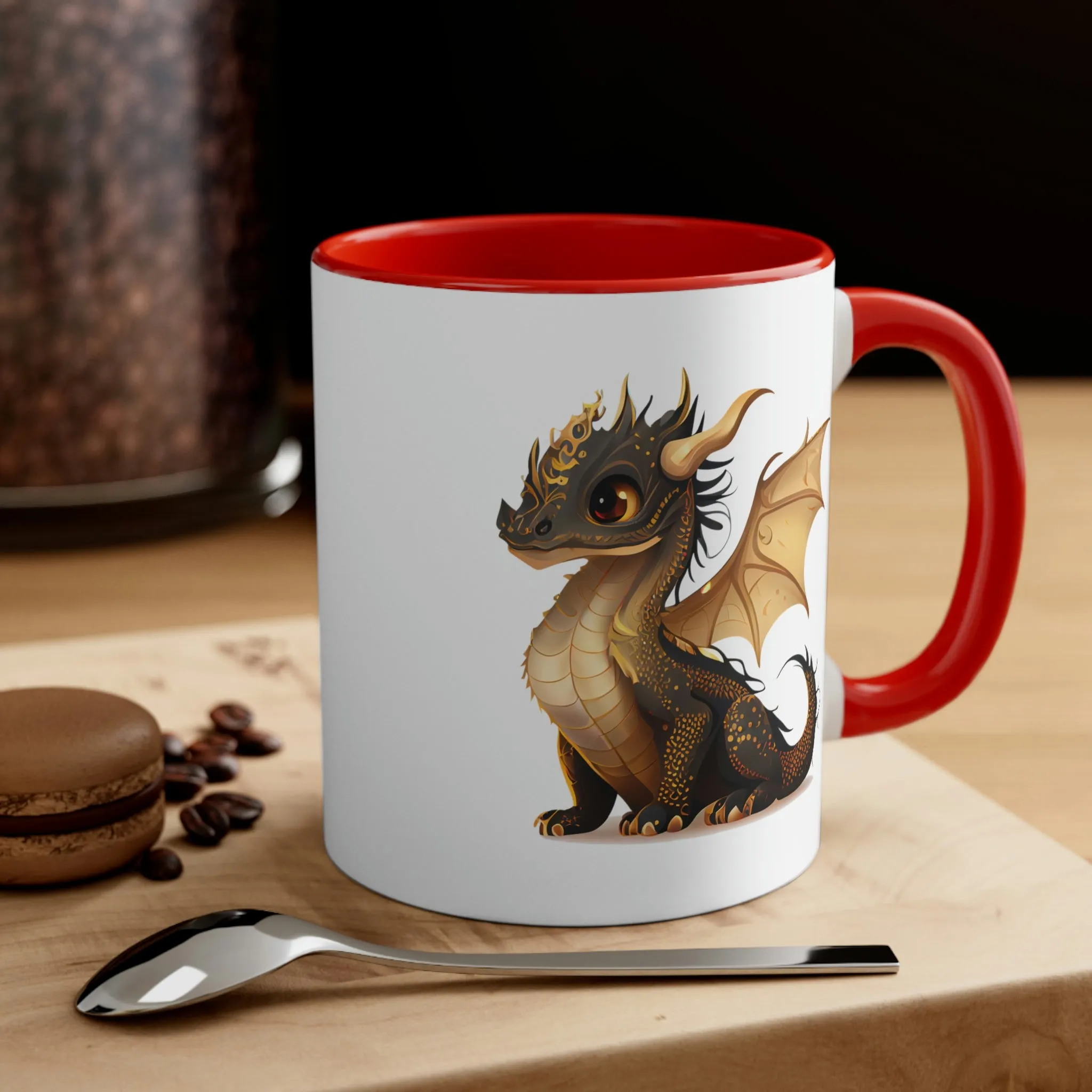 Cute Gold Dragon 02 - Accent Coffee Mug, 11oz