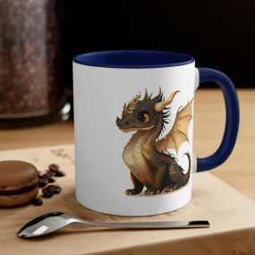 Cute Gold Dragon 02 - Accent Coffee Mug, 11oz