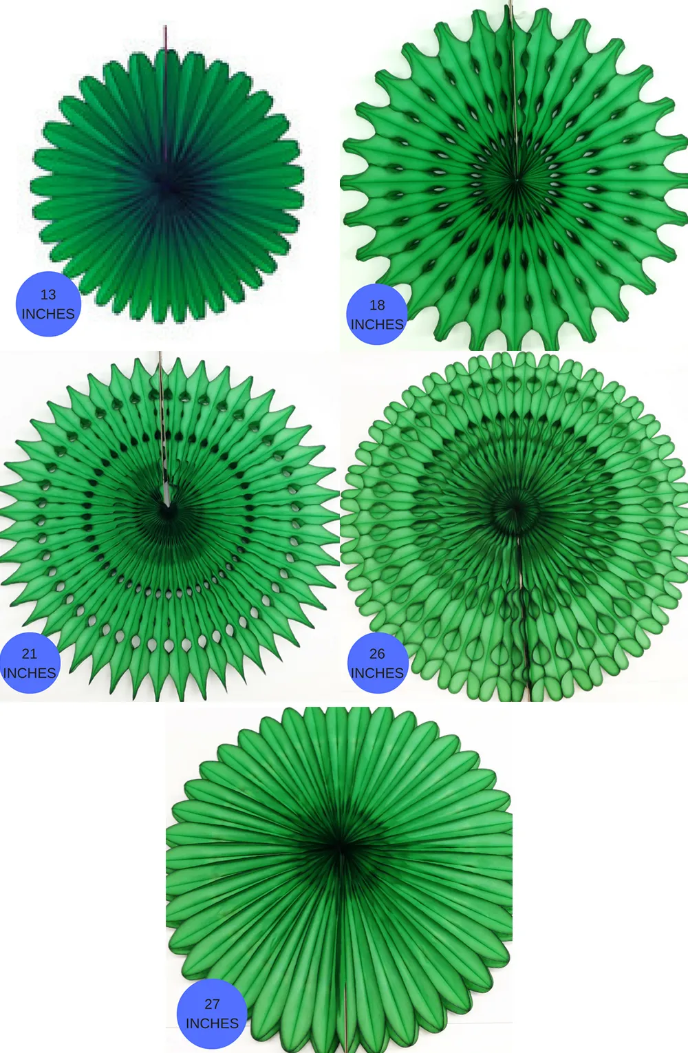 Dark Green Fans, 5 Sizes