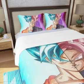 DBZ Goku SSGSS Black Rose Super Saiyan Portraits Dope Three Piece Duvet Cover Set