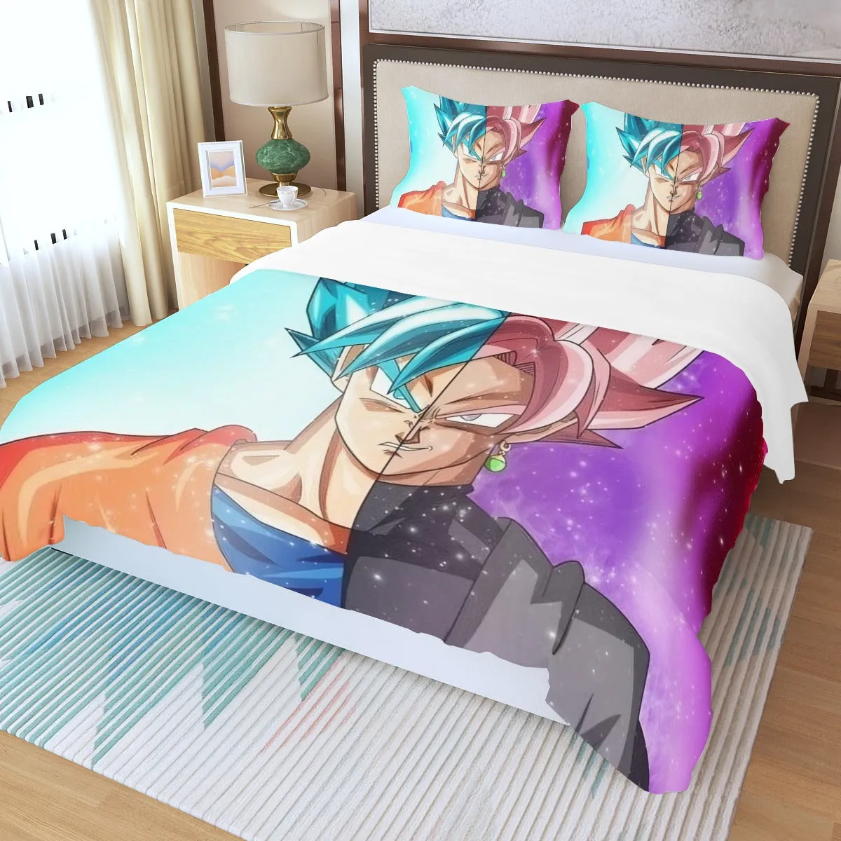 DBZ Goku SSGSS Black Rose Super Saiyan Portraits Dope Three Piece Duvet Cover Set