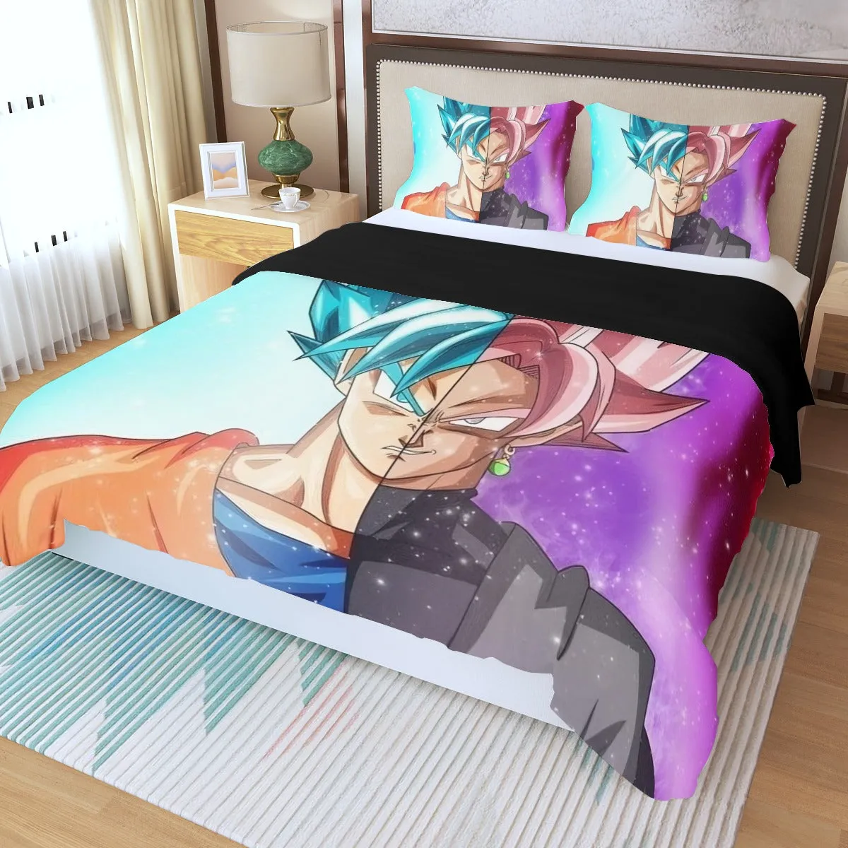 DBZ Goku SSGSS Black Rose Super Saiyan Portraits Dope Three Piece Duvet Cover Set