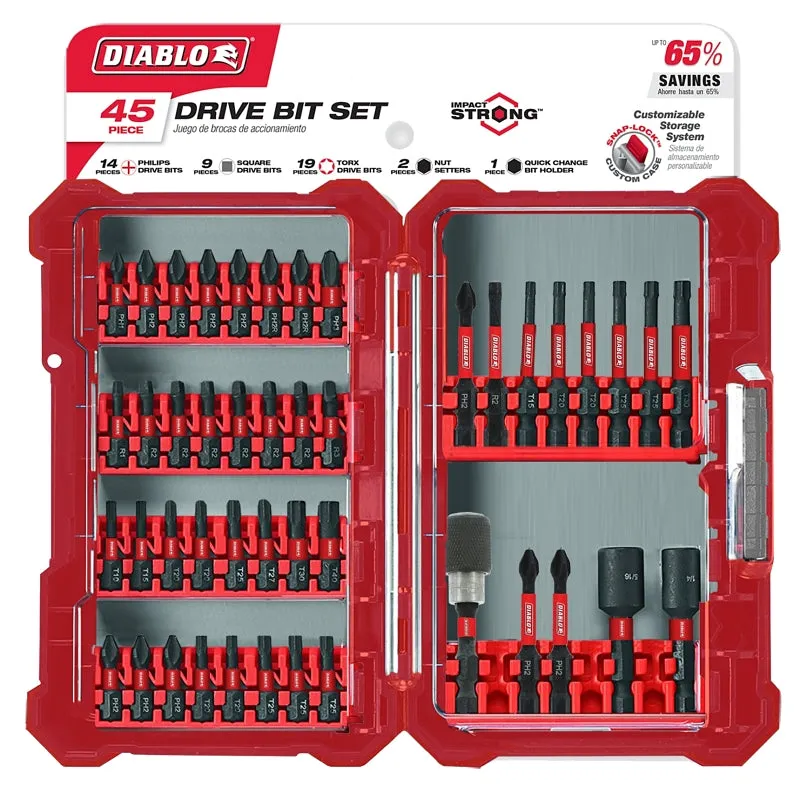 Diablo DSC-S45 Screwdriver Bit Set, 45-Piece :SET: QUANTITY: 1