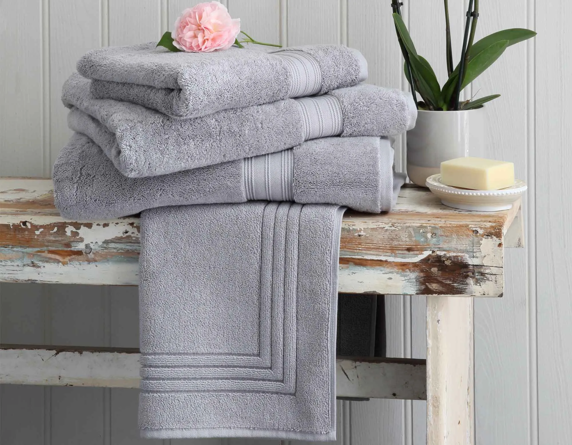 Egyptian Cotton Bath Towel Pair - Silver Grey