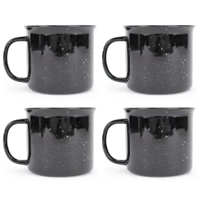 Elanze Designs Speckled Camper Black 13 ounce Ceramic Coffee Mugs Set of 4