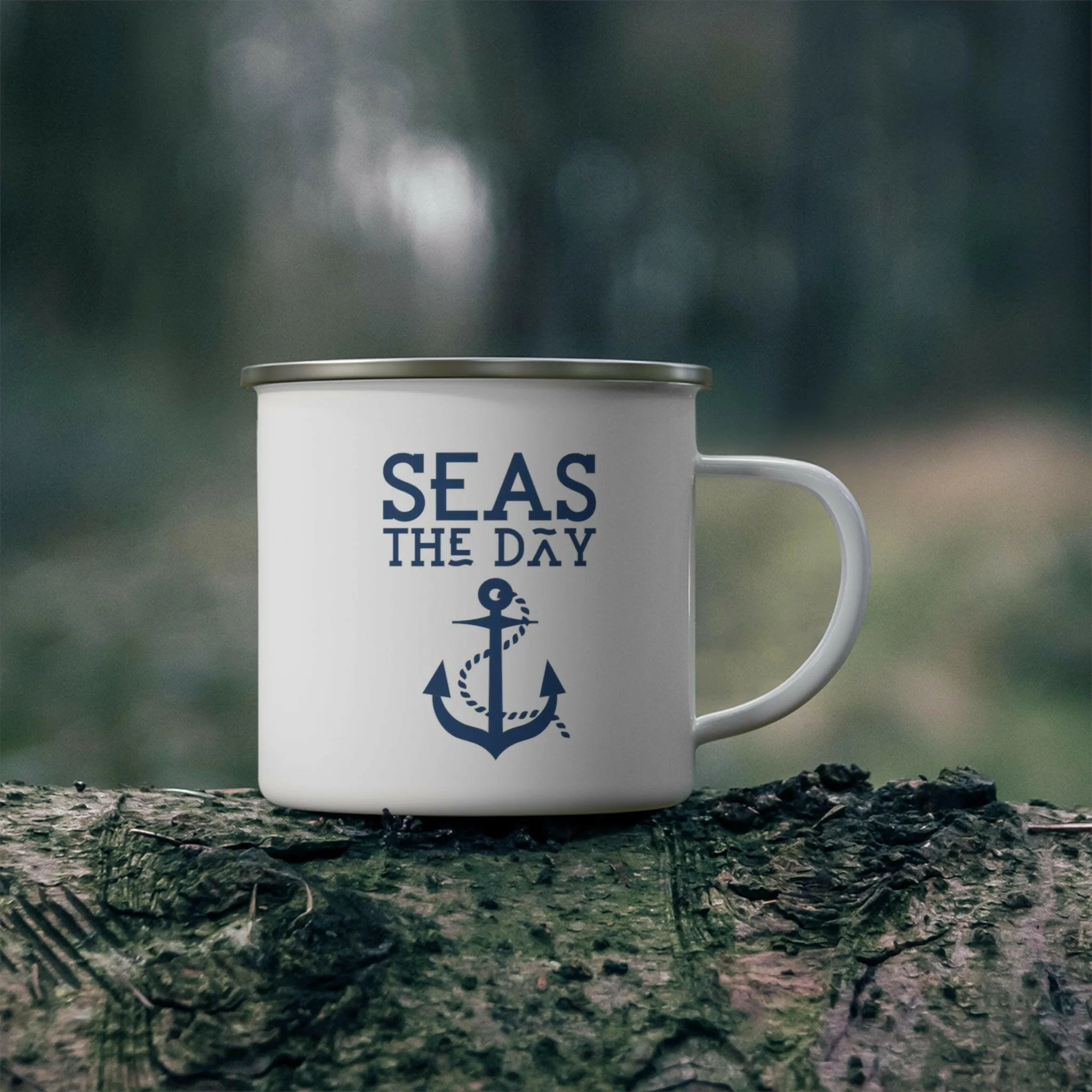 Enamel Stainless Steel Beach Mug, Seas The Day