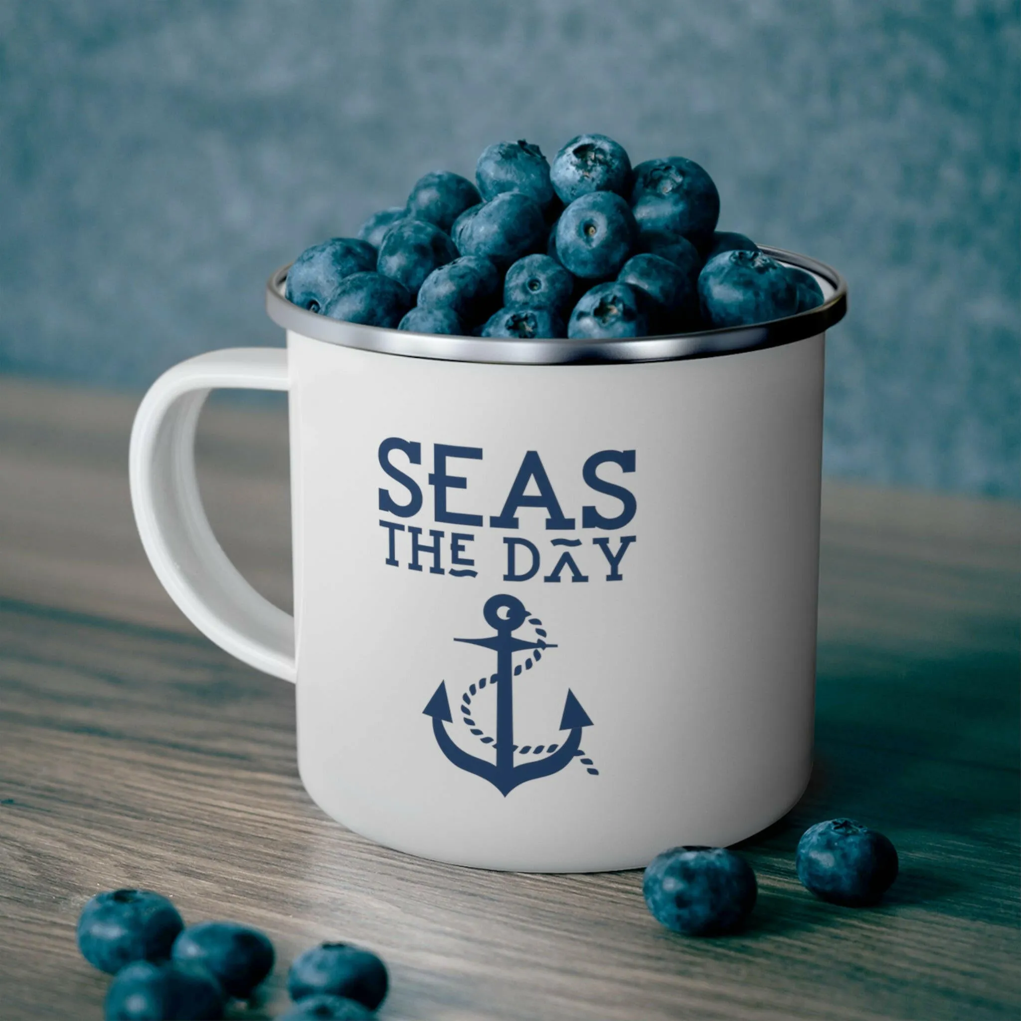 Enamel Stainless Steel Beach Mug, Seas The Day