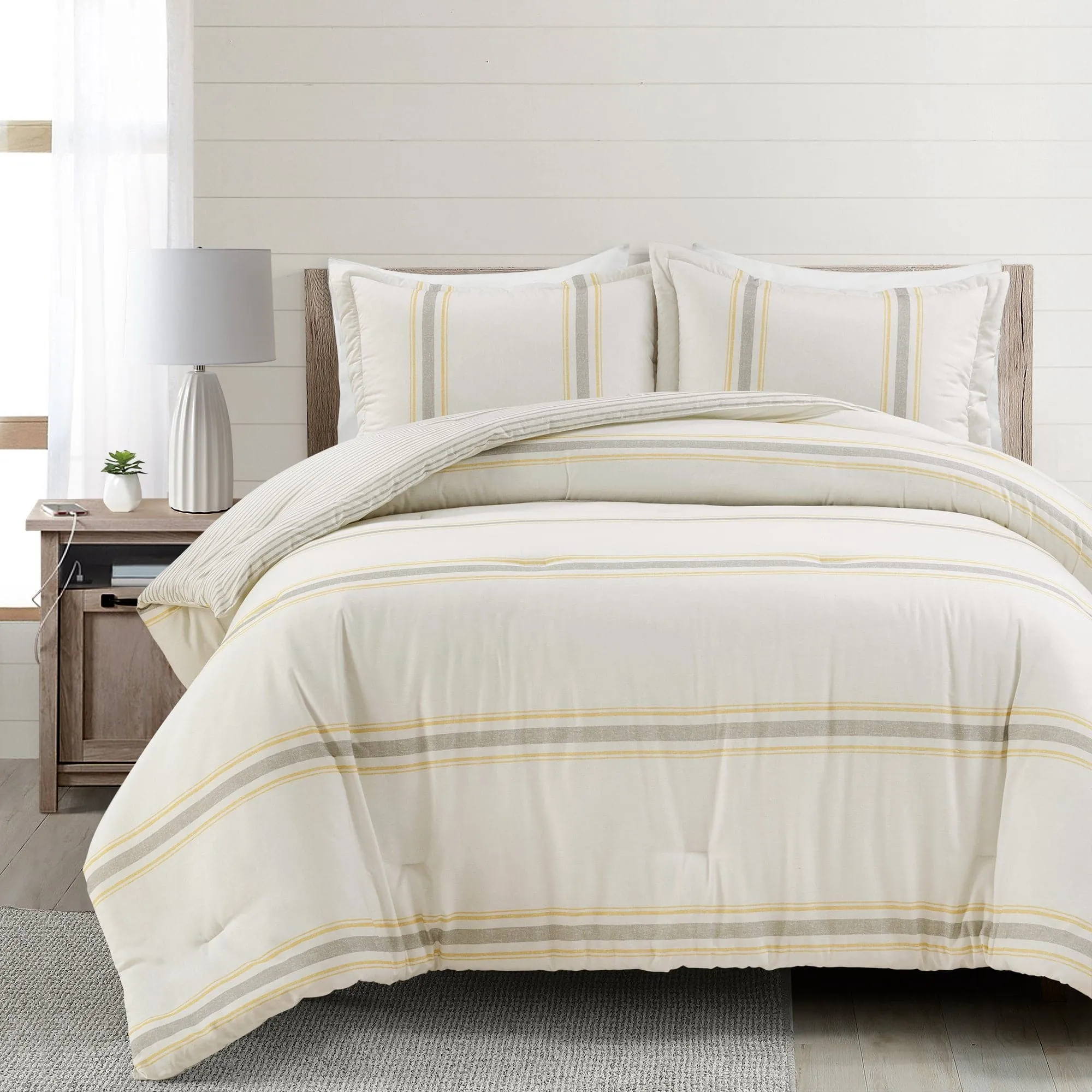 Farmhouse Stripe Reversible Comforter Set