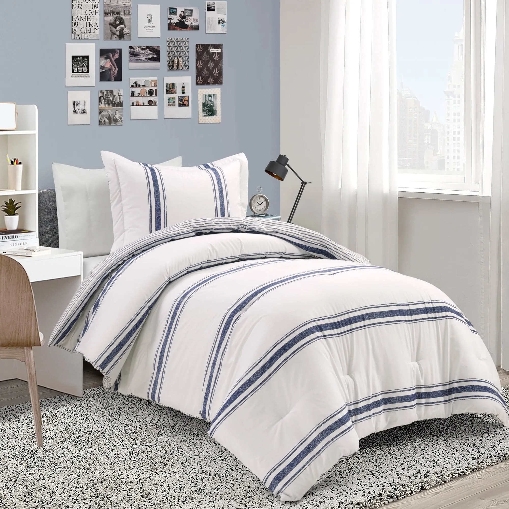 Farmhouse Stripe Reversible Comforter Set