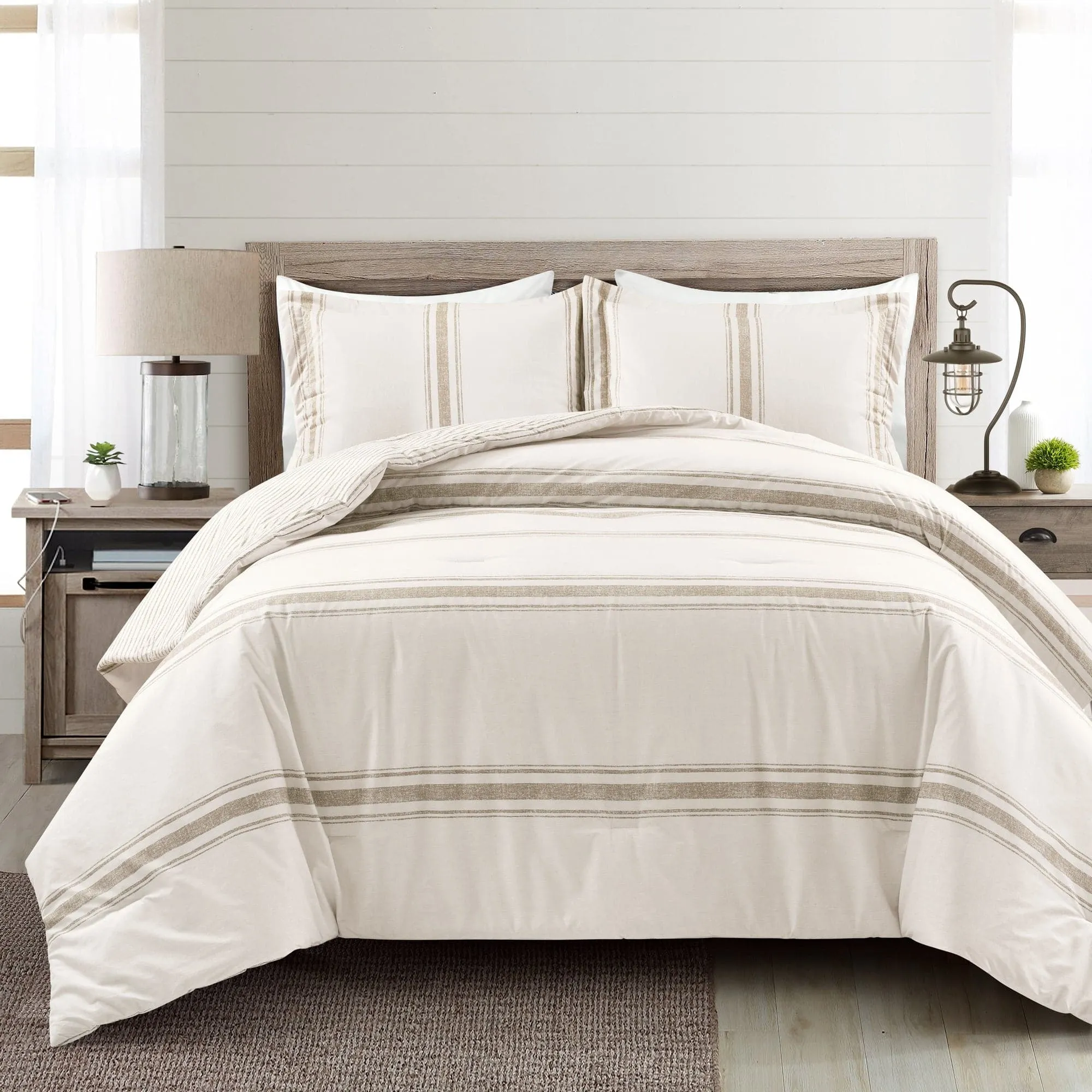 Farmhouse Stripe Reversible Comforter Set