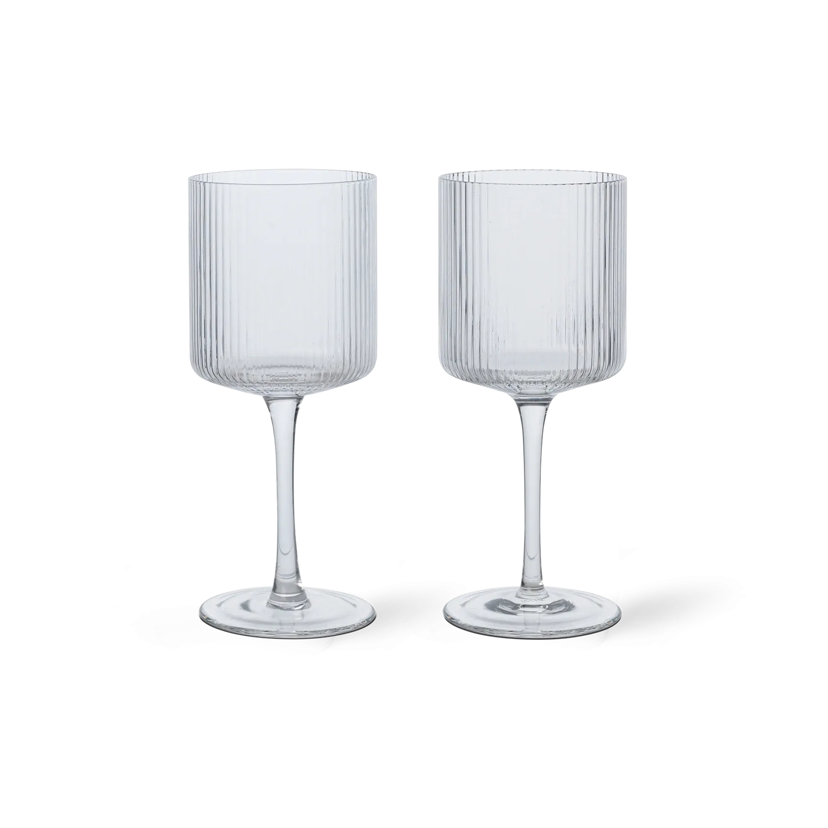 ferm Living Set of 2 Ripple White Wine Glasses in Clear Glass