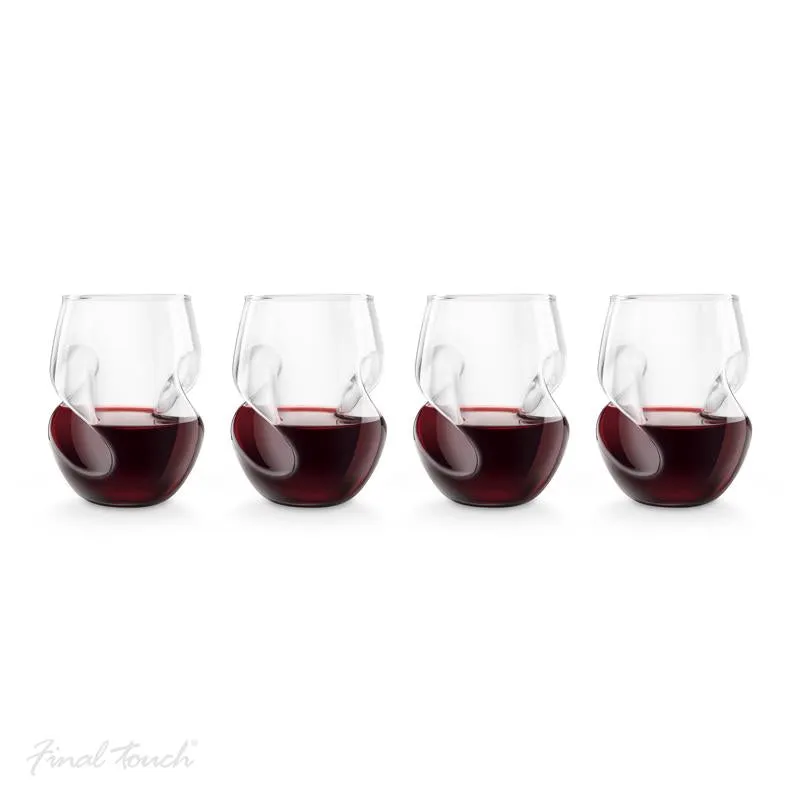 Final Touch 16 oz Clear Glass Conundrum Red Wine Glass Set