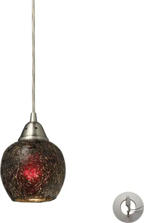 Fission 1 Light Pendant In Satin Nickel and Wine Glass - Includes Recessed Lighting Kit