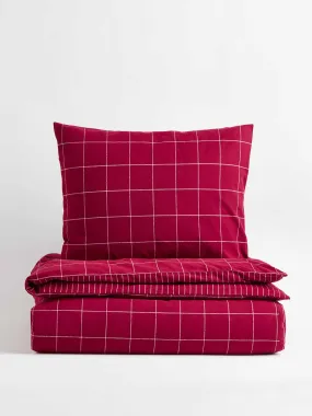 Flannel dark red single duvet cover set