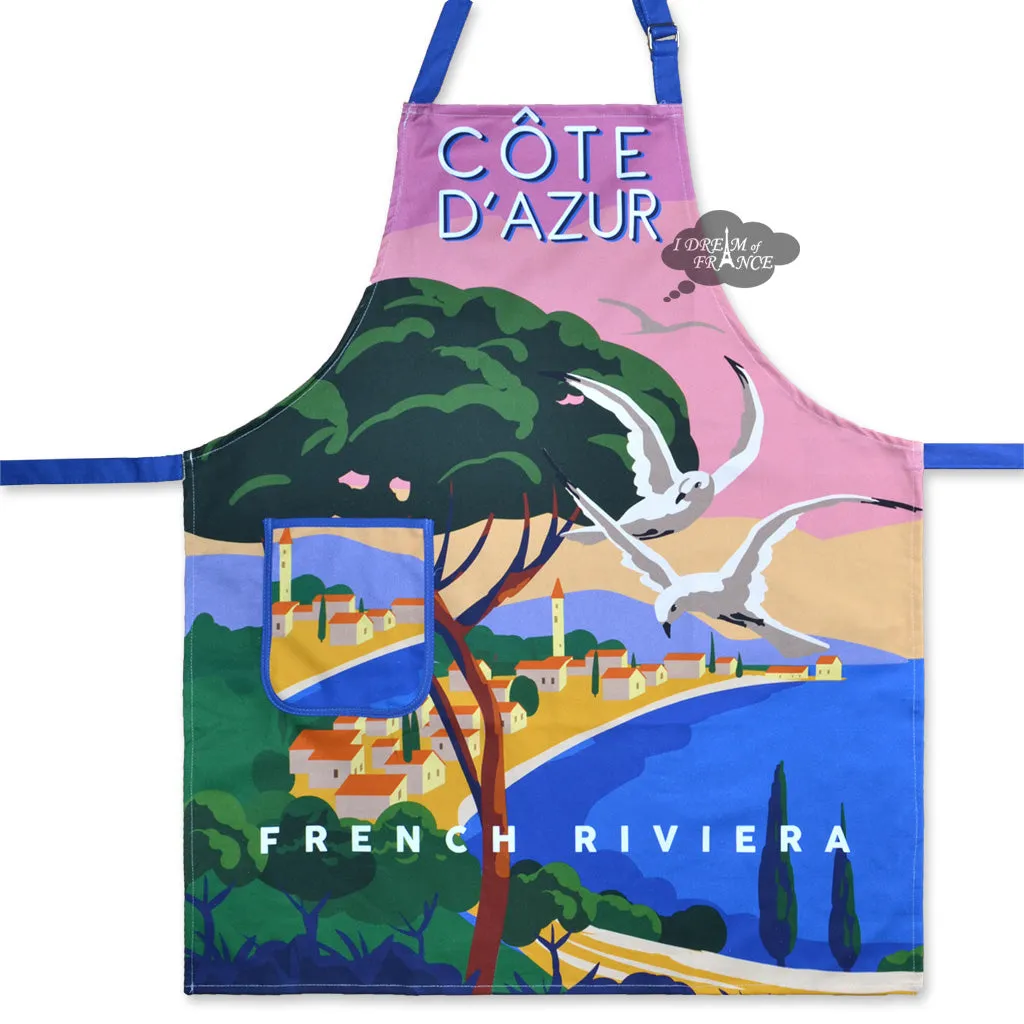 French Riviera Cotton Kitchen Apron by Coton Blanc