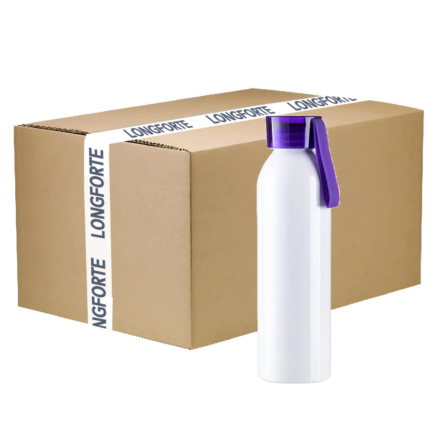 FULL CARTON - 50 x MAVERICK Aluminium Water Bottles - 650ml - PURPLE