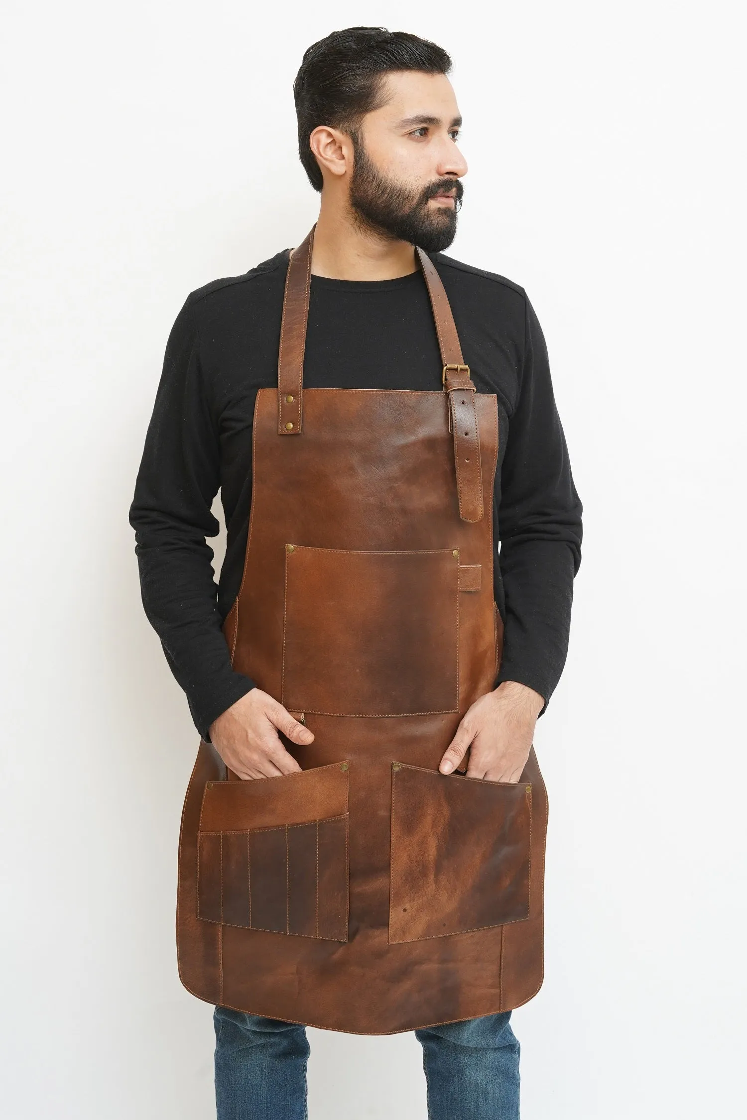 Functional Mens Leather Apron - Convenient Pockets