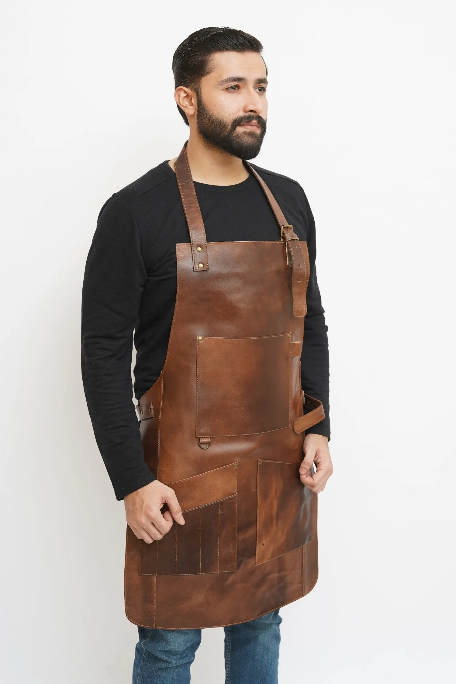 Functional Mens Leather Apron - Convenient Pockets