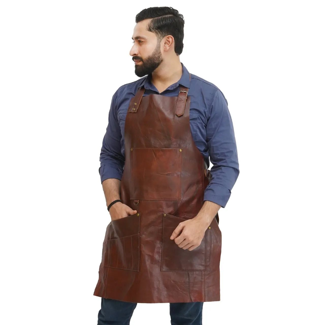 Functional Mens Leather Apron - Convenient Pockets