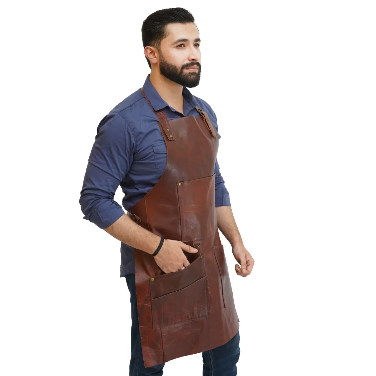 Functional Mens Leather Apron - Convenient Pockets