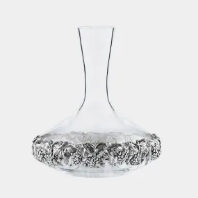 Glass Wine Decanter With Silver Plated Leaves and Grapes