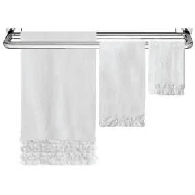 Hand Towel Ruffled Cotton White 15x26in