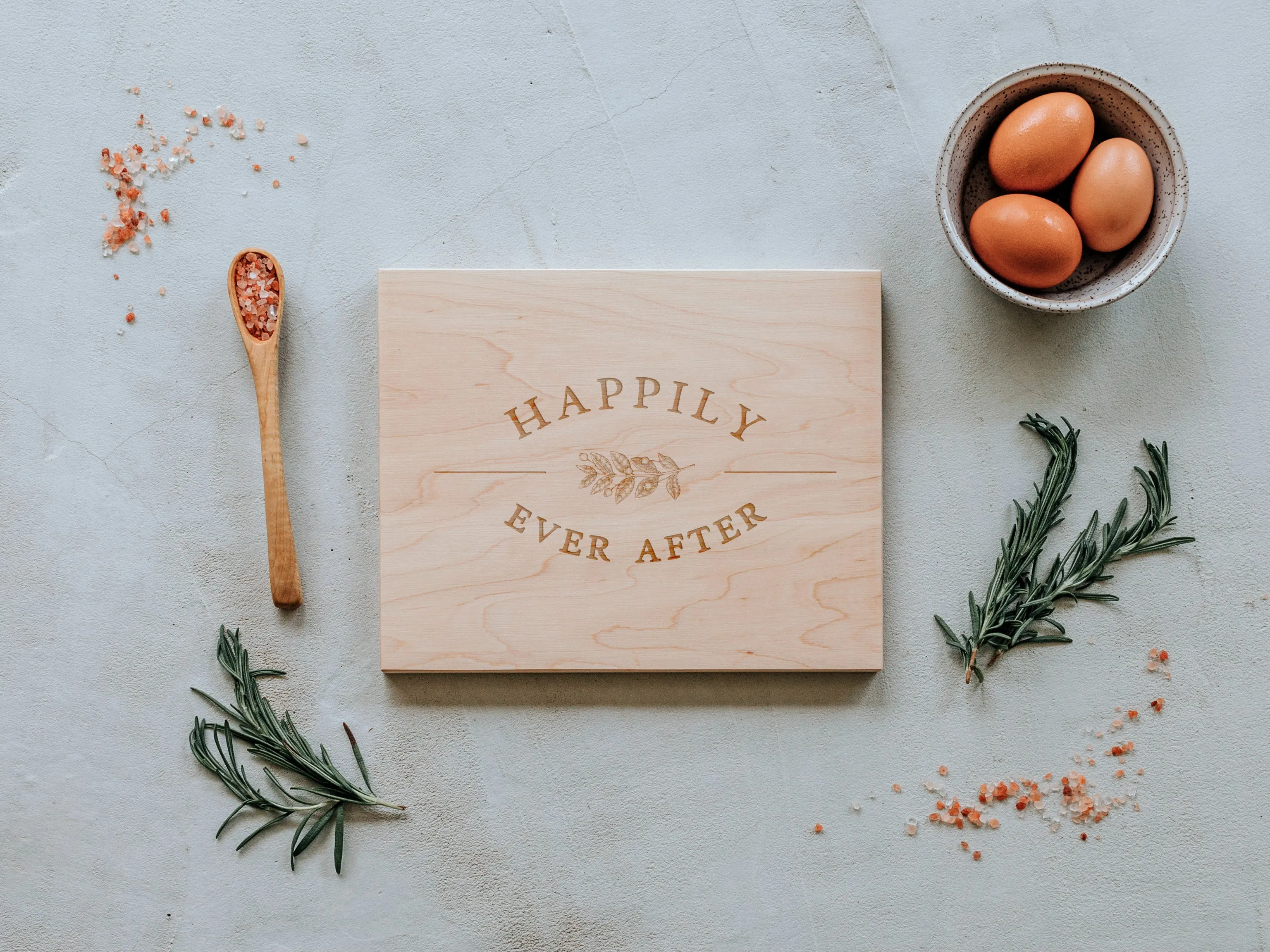 Happily Ever After Engraved Wooden Cutting Board