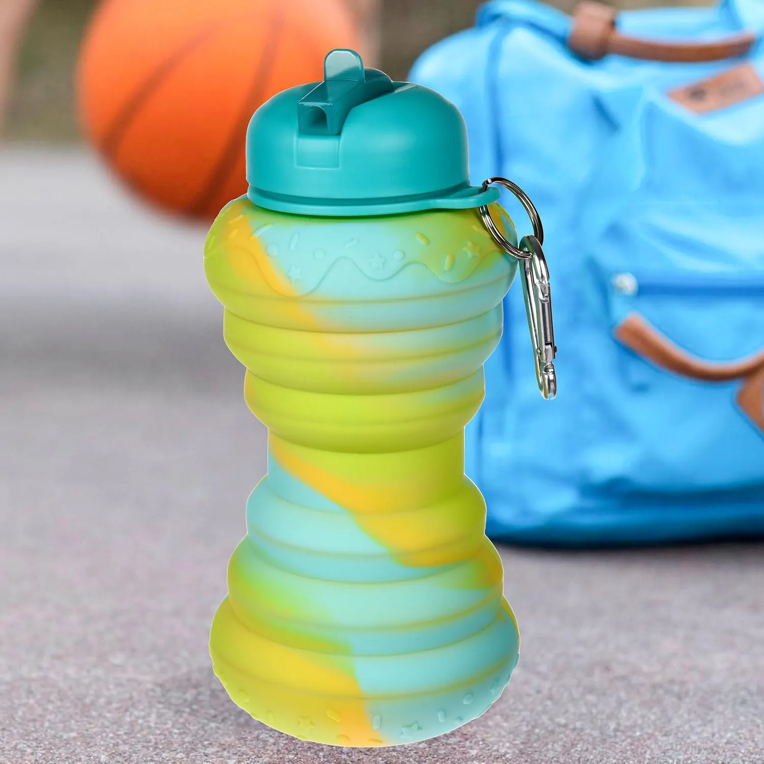 Heart Home Water Bottle | Silicone School Water Bottle | Expandable Water Bottle | Flip Cap Water Bottle | Gym Water Bottle | Sports Water Bottle | 600 ML | Green