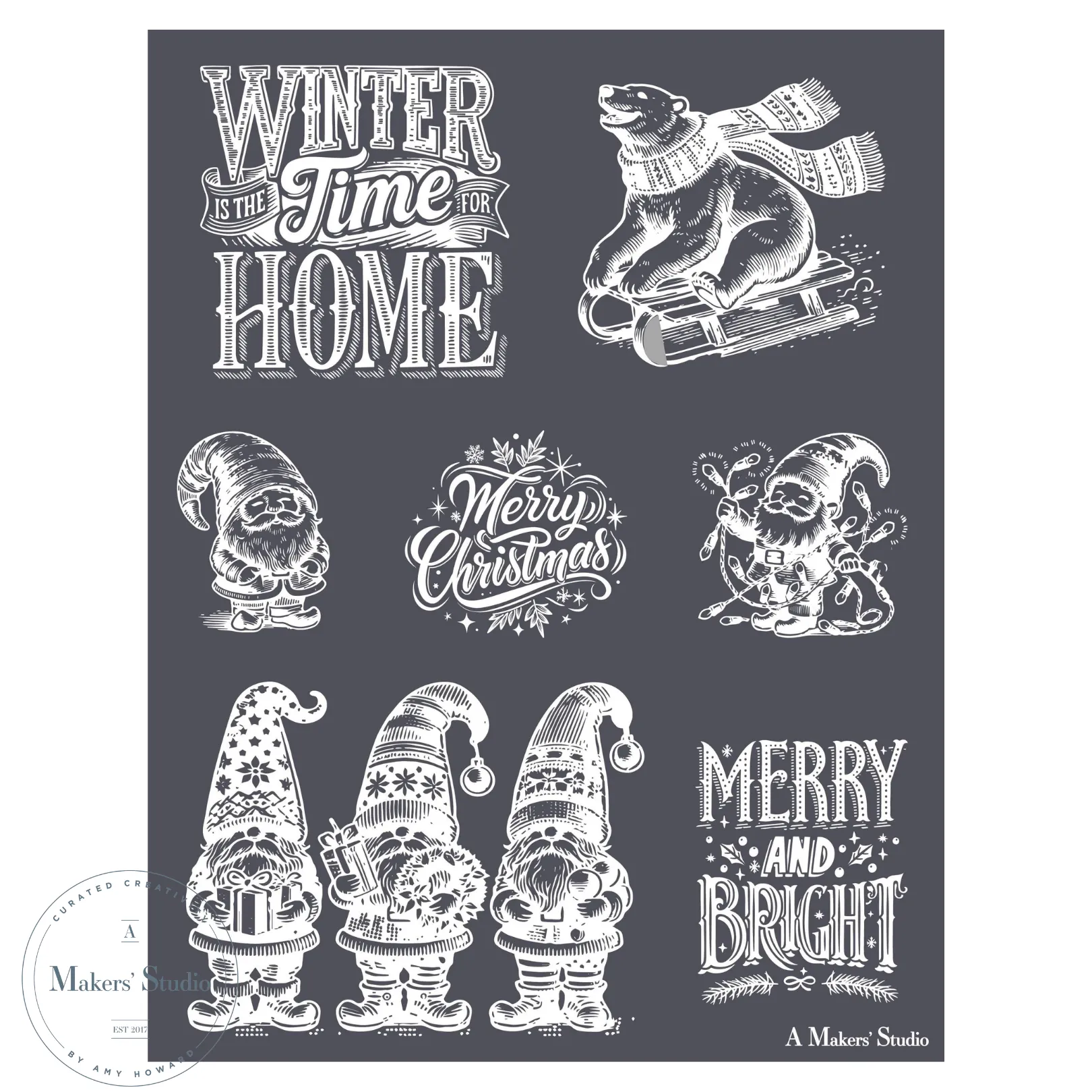 Holiday Gnomes - Mesh Stencil 8.5x11