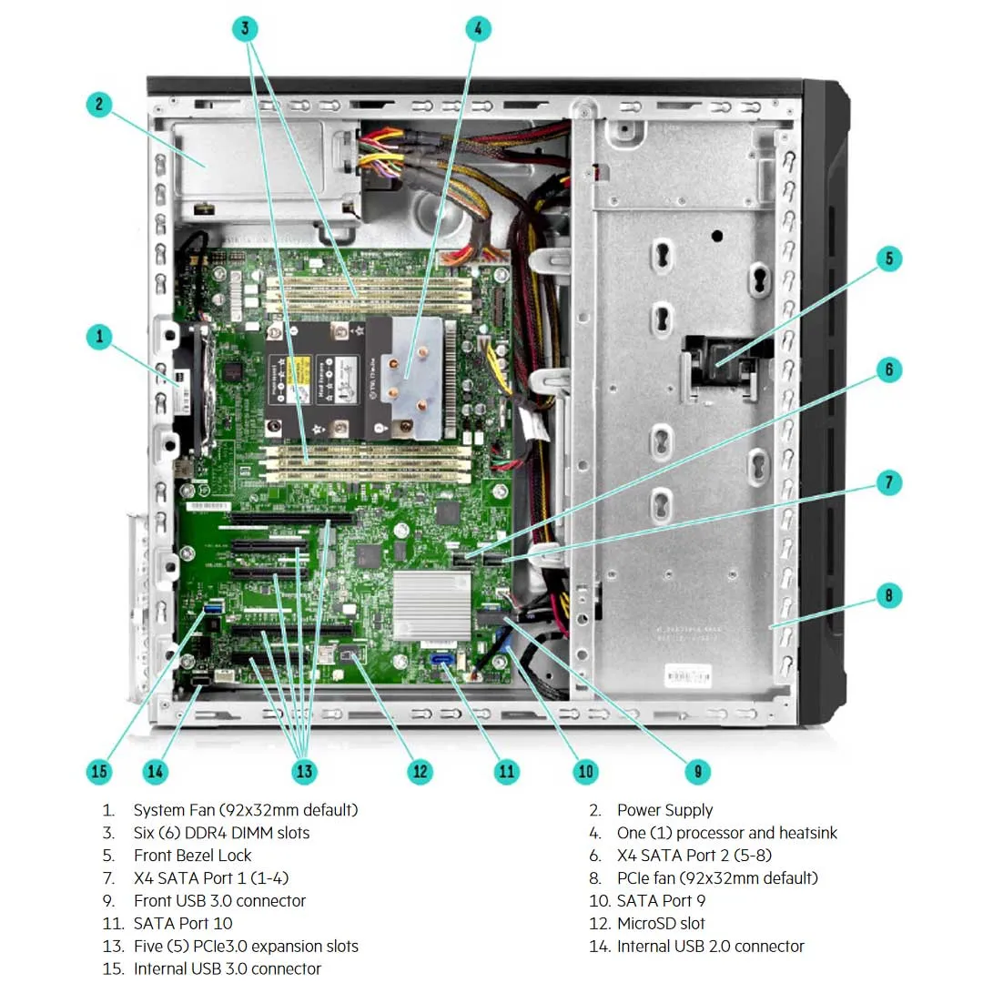 HPE ProLiant ML110 Gen10 Entry Model 3204 1.9GHz 6-core 1P 8GB-R S100i 4LFF-NHP 350W PS Server | P10806-001