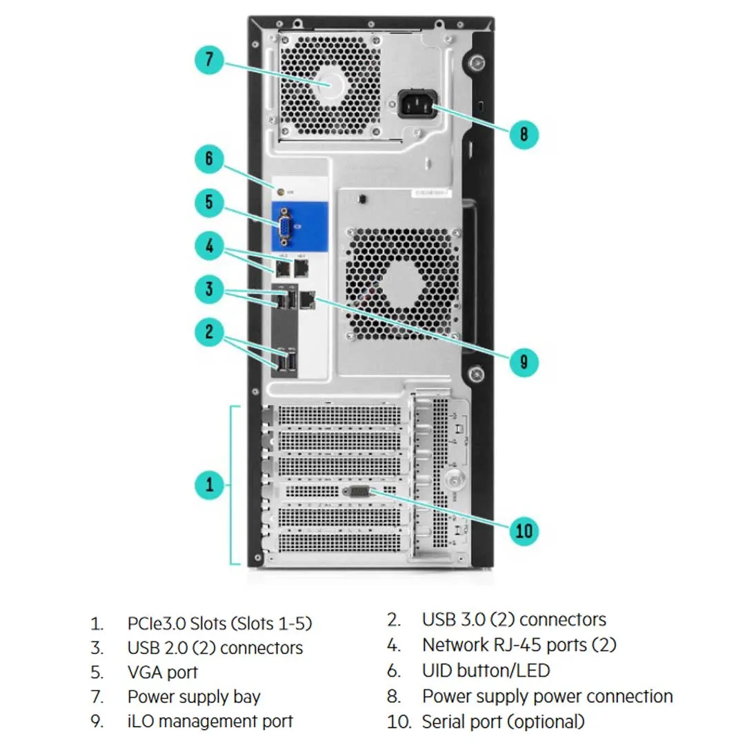 HPE ProLiant ML110 Gen10 Entry Model 3204 1.9GHz 6-core 1P 8GB-R S100i 4LFF-NHP 350W PS Server | P10806-001