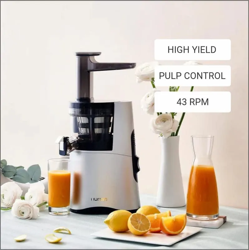 Hurom H-Aa Slow Cold Press Juicer Slow Squeeze Alpha Technology All-In-One Juicer Make Juice, Smoothies, Nut Milk, Sorbet , Matte Silver, 150 Watts