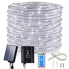 ICRGB Solar Rope Lights, 66FT 200 LED String Light, IP67 Waterproof 8 Modes Garden Christmas Lights Decorative for Outdoor Pool Patio Porch Tree Wedding Christmas