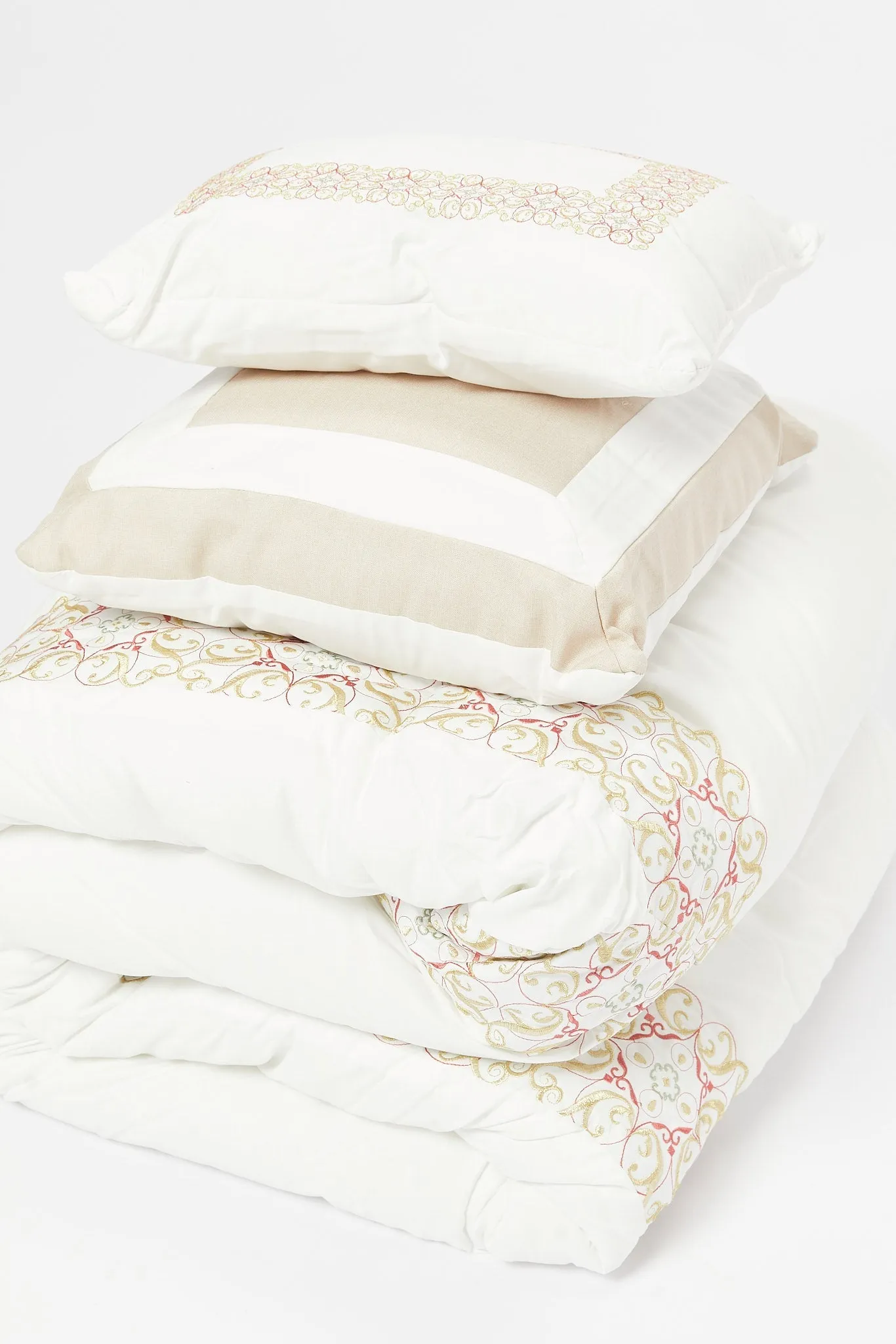 Ivory 7 Piece Embroidery Comforter Set (King Size)