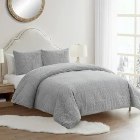 Jessie 3 Piece Comforter Set, Full-Queen, Grey